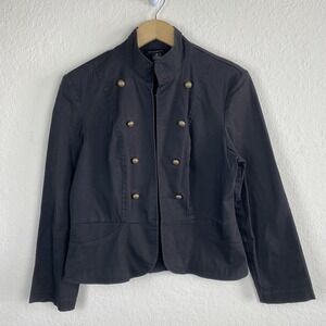 Vtg Courtenay 16 Military Jacket Blazer Double Breasted Black Y2k Twill Goth